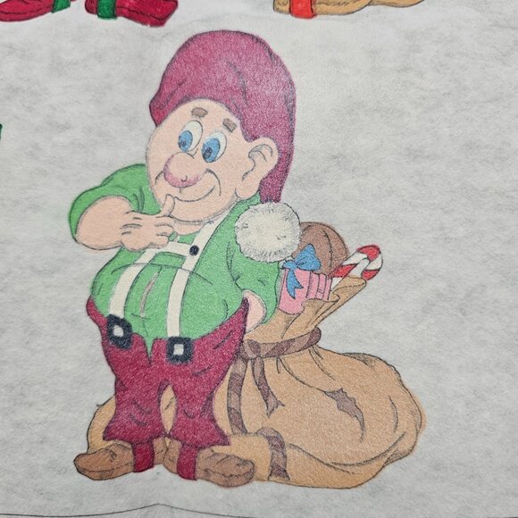 Vintage Santa's Elves Cut out Painted Fabric 16x20 made & Printed USA Christmas - Picture 7 of 10